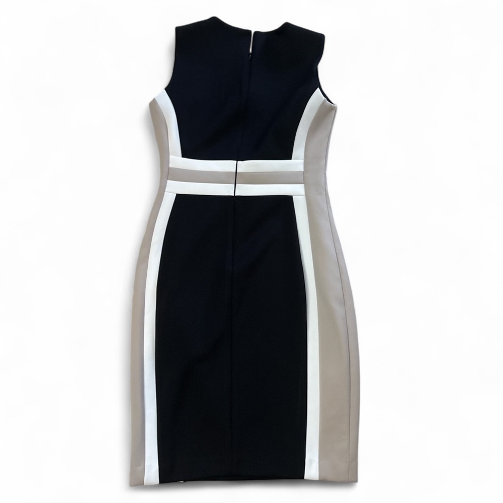 NWT Calvin Klein Black & White Color-Block Mock Neck Scuba Sheath Dress Size 6 - Picture 3 of 6